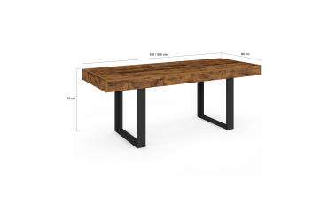 Table à manger extensible Brixton effet bois vieilli 160-200cm