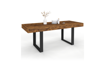 Table à manger extensible Brixton effet bois vieilli 160-200cm