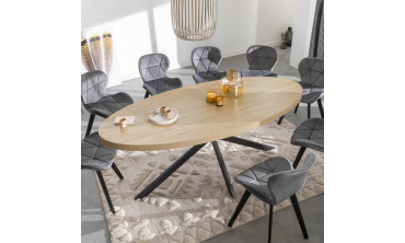 Table à manger ovale Céleste bois et noir 200cm