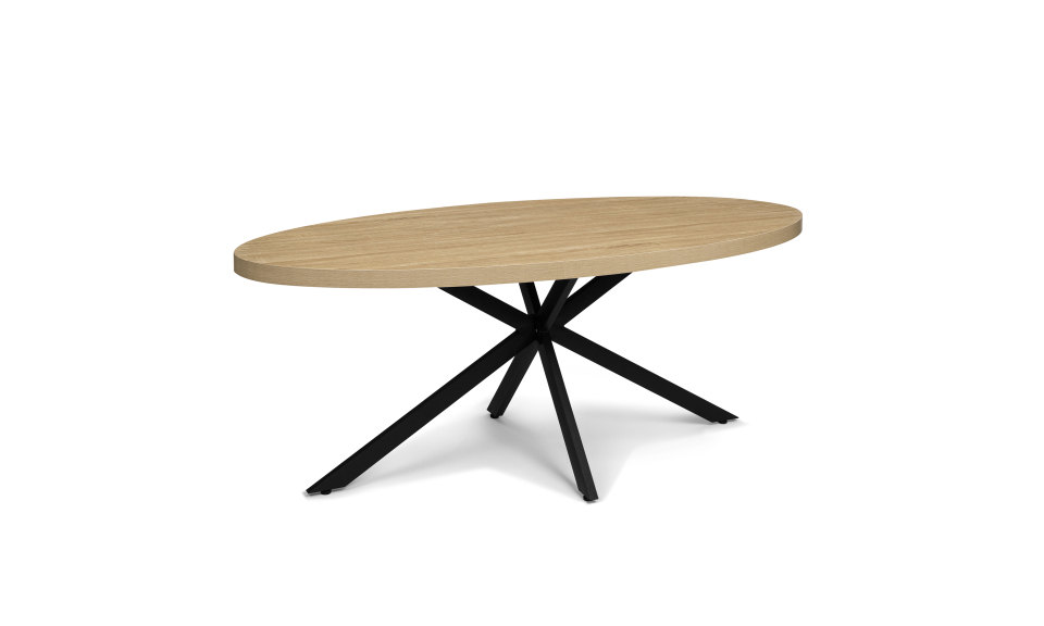Table à manger ovale Céleste bois et noir 200cm