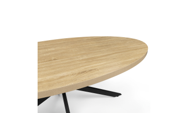 Table à manger ovale Céleste bois et noir 200cm