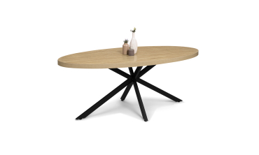 Table à manger ovale Céleste bois et noir 200cm