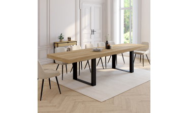 Table à manger extensible Brixton bois et noir 200-300cm