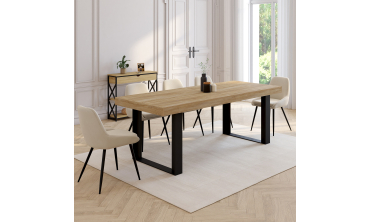 Table à manger extensible Brixton bois et noir 200-300cm