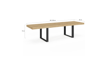 Table à manger extensible Brixton bois et noir 200-300cm