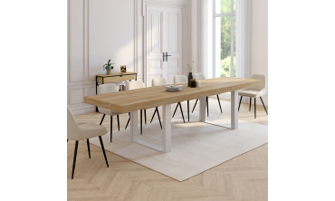 Table à manger extensible Brixton bois et blanc 200-300cm