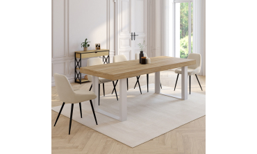 Table à manger extensible Brixton bois et blanc 200-300cm