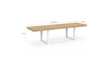 Table à manger extensible Brixton bois et blanc 200-300cm