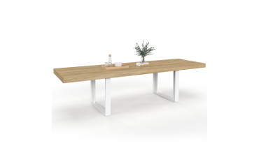 Table à manger extensible Brixton bois et blanc 200-300cm
