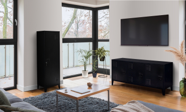 Meuble TV Storen 3 portes en métal noir L113cm