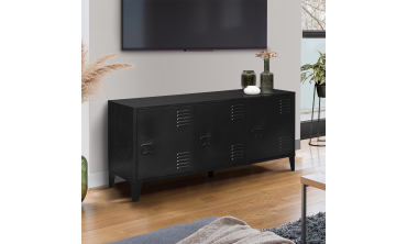Meuble TV Storen 3 portes en métal noir L113cm