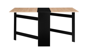 Table à manger dépliable Edi avec rangement bois et noir