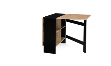 Table à manger dépliable Edi avec rangement bois et noir