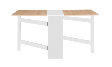 Table à manger dépliable Edi avec rangement bois et blanc
