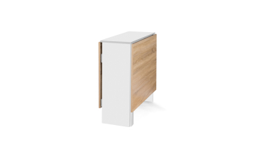 Table à manger dépliable Edi avec rangement bois et blanc