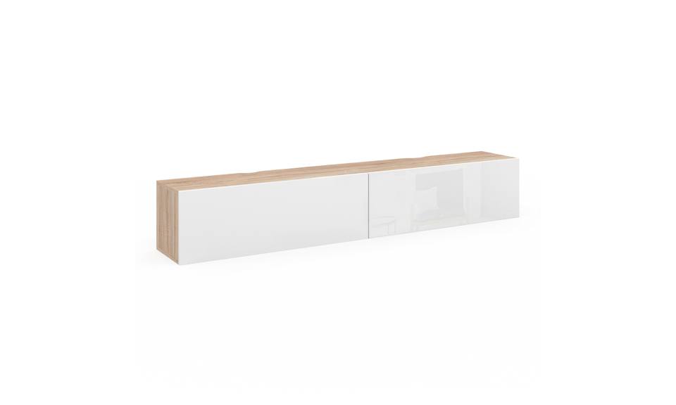 Meuble TV suspendu Michigan bois et blanc 180cm