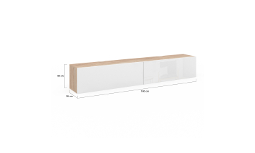Meuble TV suspendu Michigan bois et blanc 180cm