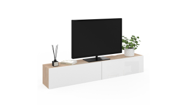 Meuble TV suspendu Michigan bois et blanc 180cm