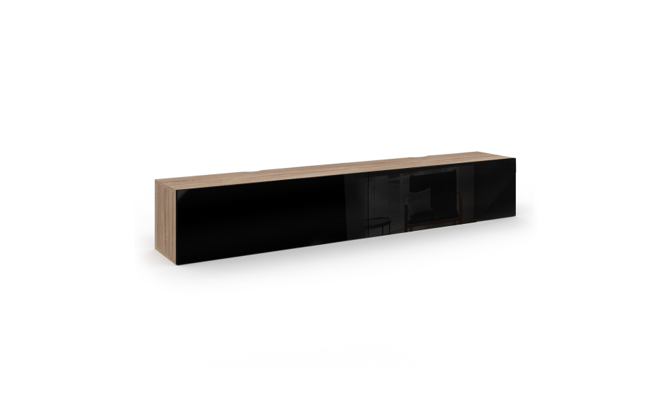 Meuble TV suspendu Michigan bois et noir 180cm