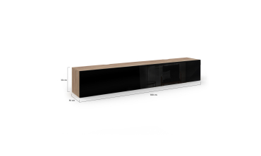 Meuble TV suspendu Michigan bois et noir 180cm