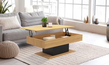 Table basse Tania relevable bois et noir