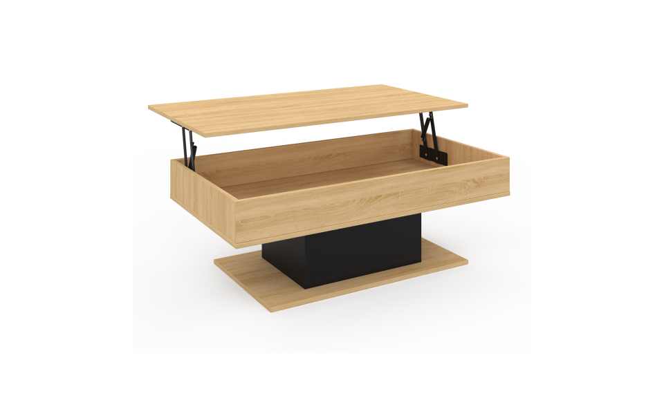 Table basse Tania relevable bois et noir