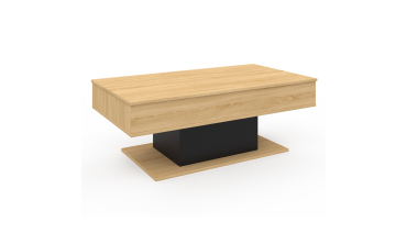 Table basse Tania relevable bois et noir