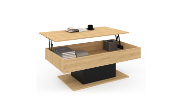 Table basse Tania relevable bois et noir
