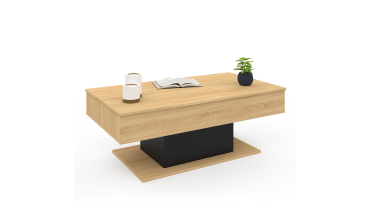 Table basse Tania relevable bois et noir