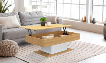 Table basse Tania relevable bois et blanc