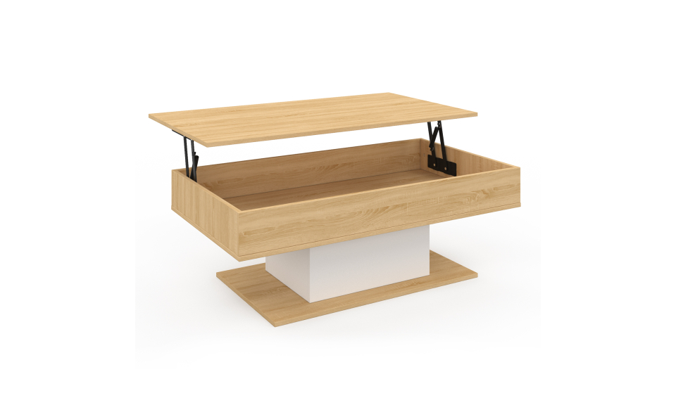 Table basse Tania relevable bois et blanc