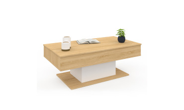 Table basse Tania relevable bois et blanc