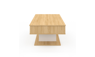 Table basse Tania relevable bois et blanc