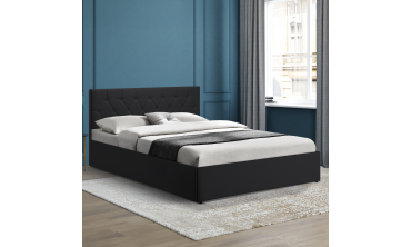 Lit coffre Hanna 160x200cm simili cuir noir