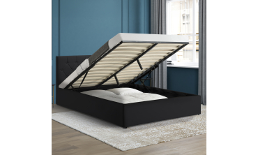 Lit coffre Hanna 160x200cm simili cuir noir