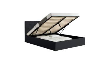 Lit coffre Hanna 160x200cm simili cuir noir