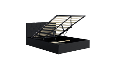 Lit coffre Hanna 160x200cm simili cuir noir