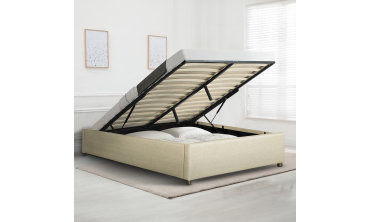Lit coffre Otta 140x190cm tissu beige
