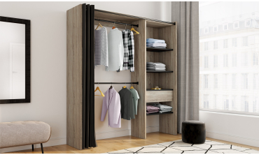 Dressing Aline extensible 120-170cm effet bois