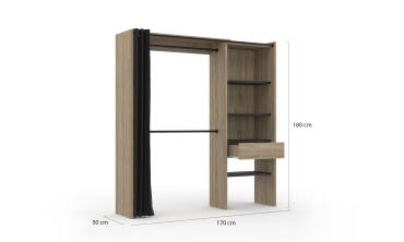 Dressing Aline extensible 120-170cm effet bois
