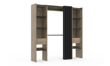 Dressing Justine extensible 120-180cm double colonne effet bois