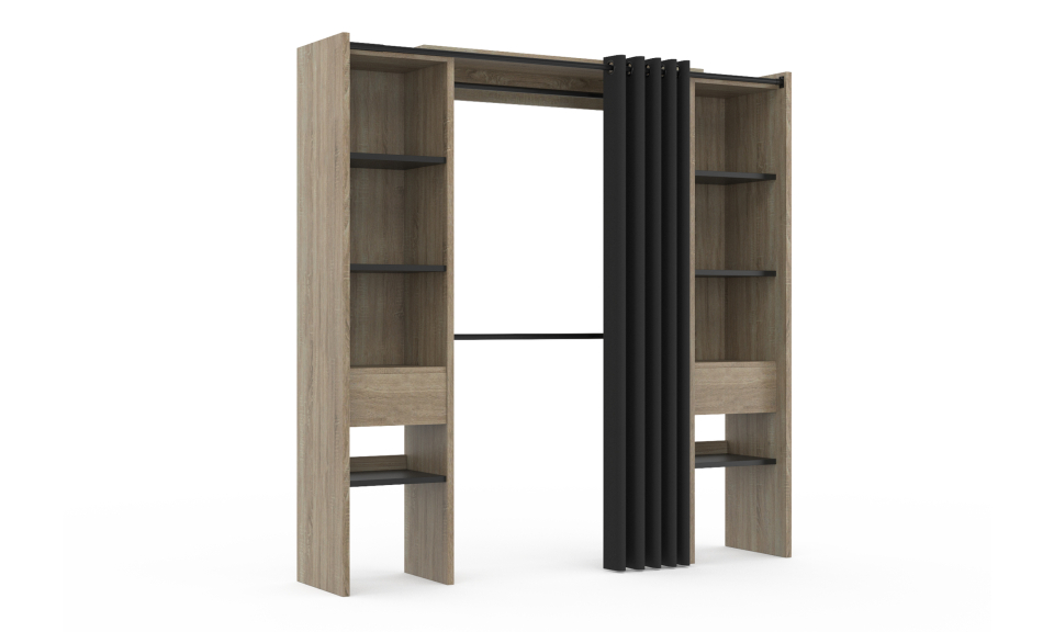 Dressing Justine extensible 120-180cm double colonne effet bois