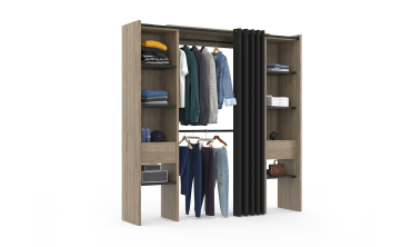 Dressing Justine extensible 120-180cm double colonne effet bois