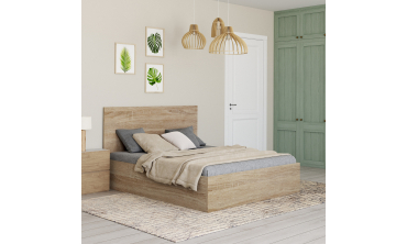 Lit coffre Sicile 140x190cm effet bois naturel