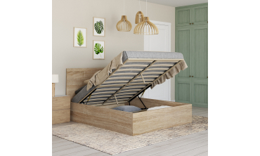 Lit coffre Sicile 140x190cm effet bois naturel