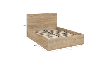 Lit coffre Sicile 140x190cm effet bois naturel