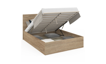 Lit coffre Sicile 140x190cm effet bois naturel