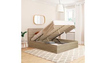 Lit coffre Sicile 160x200cm effet bois naturel