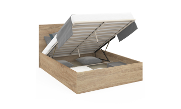 Lit coffre Sicile 160x200cm effet bois naturel