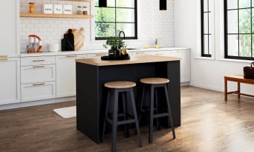 Ilot de cuisine Dario bois et noir avec rangements